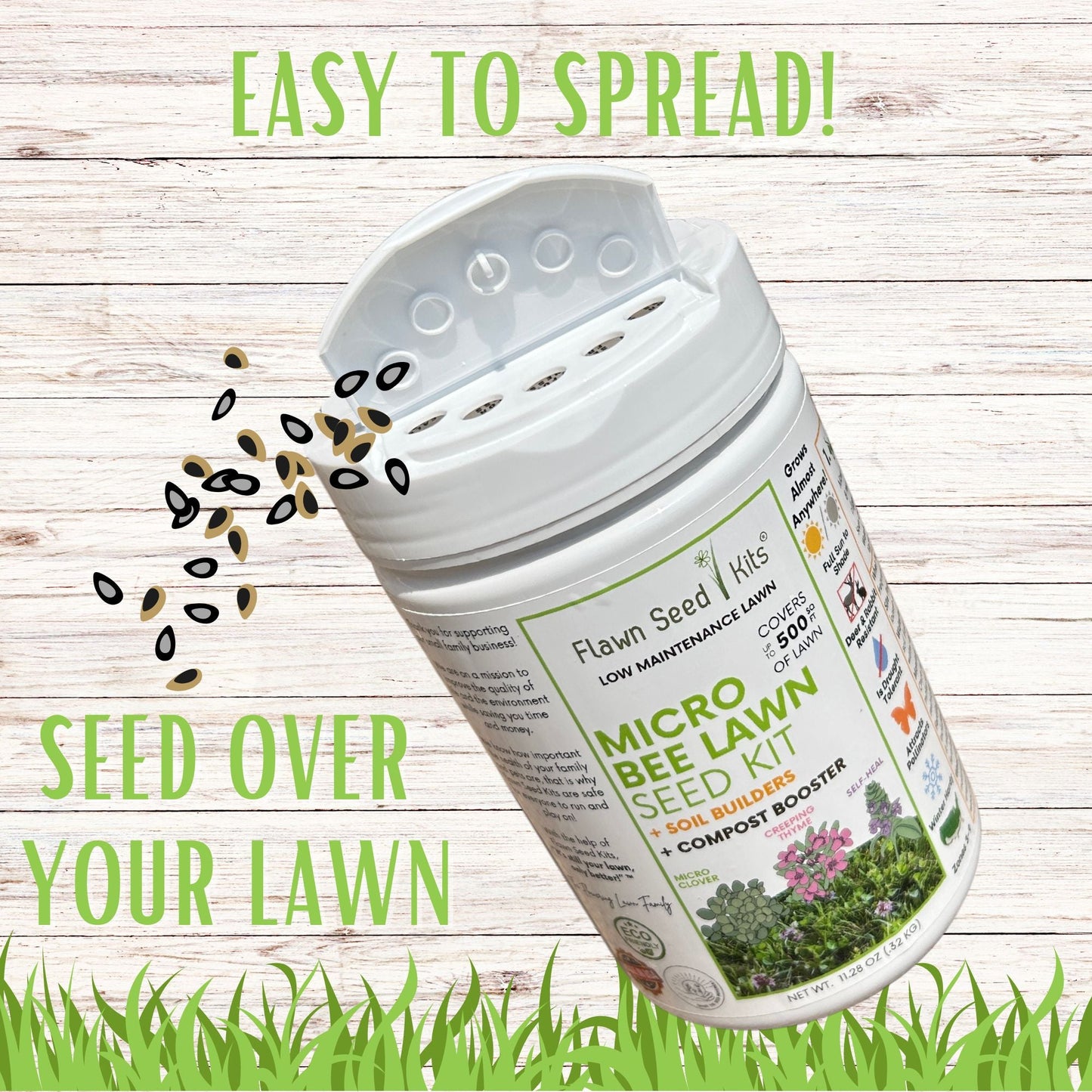 Micro Bee Lawn Seed Mixture - Easy Spread Shaker