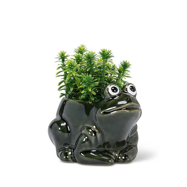 Sm Crouched Frog Planter-4.5" L