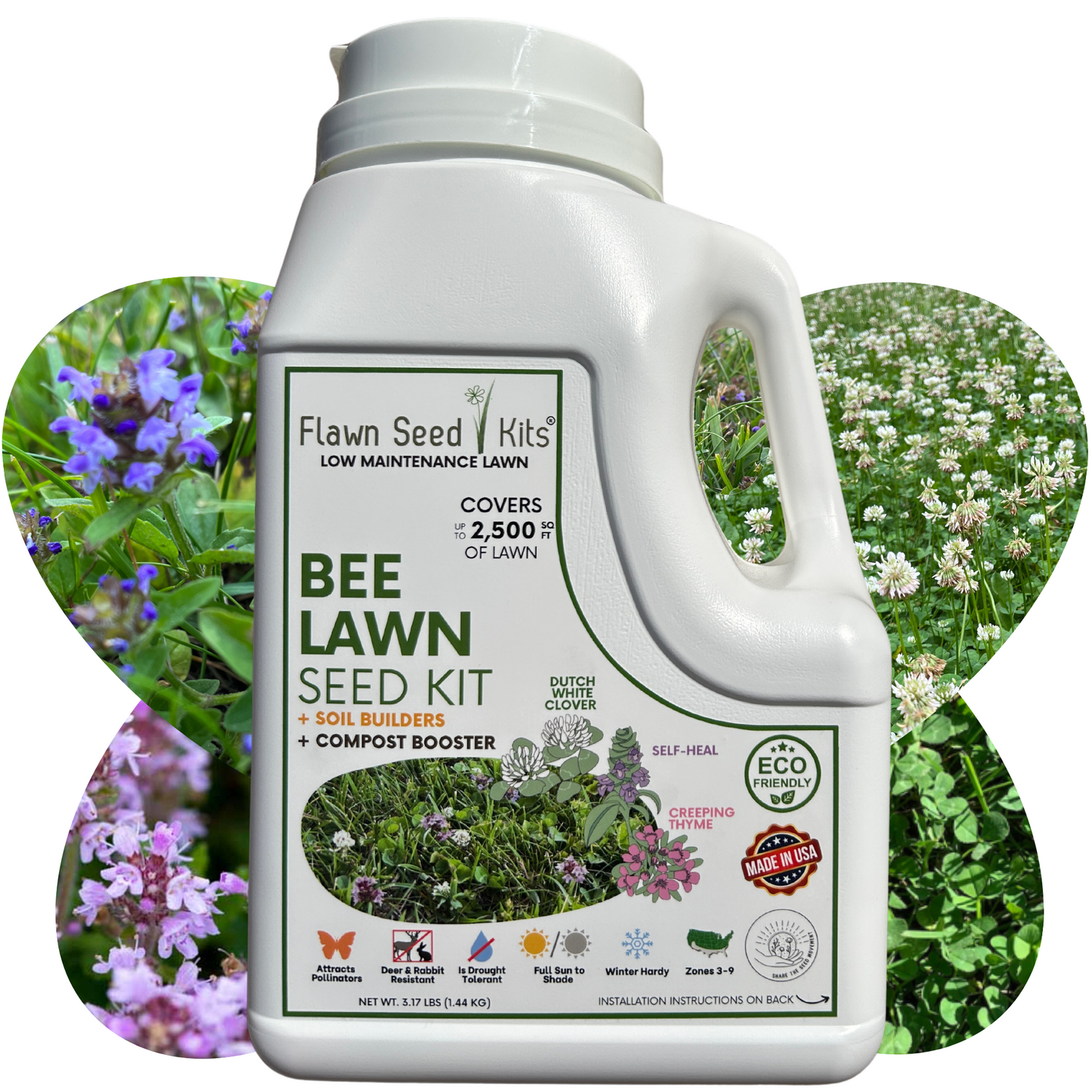 Bee Lawn Seed Kit - Easy Spread Shaker