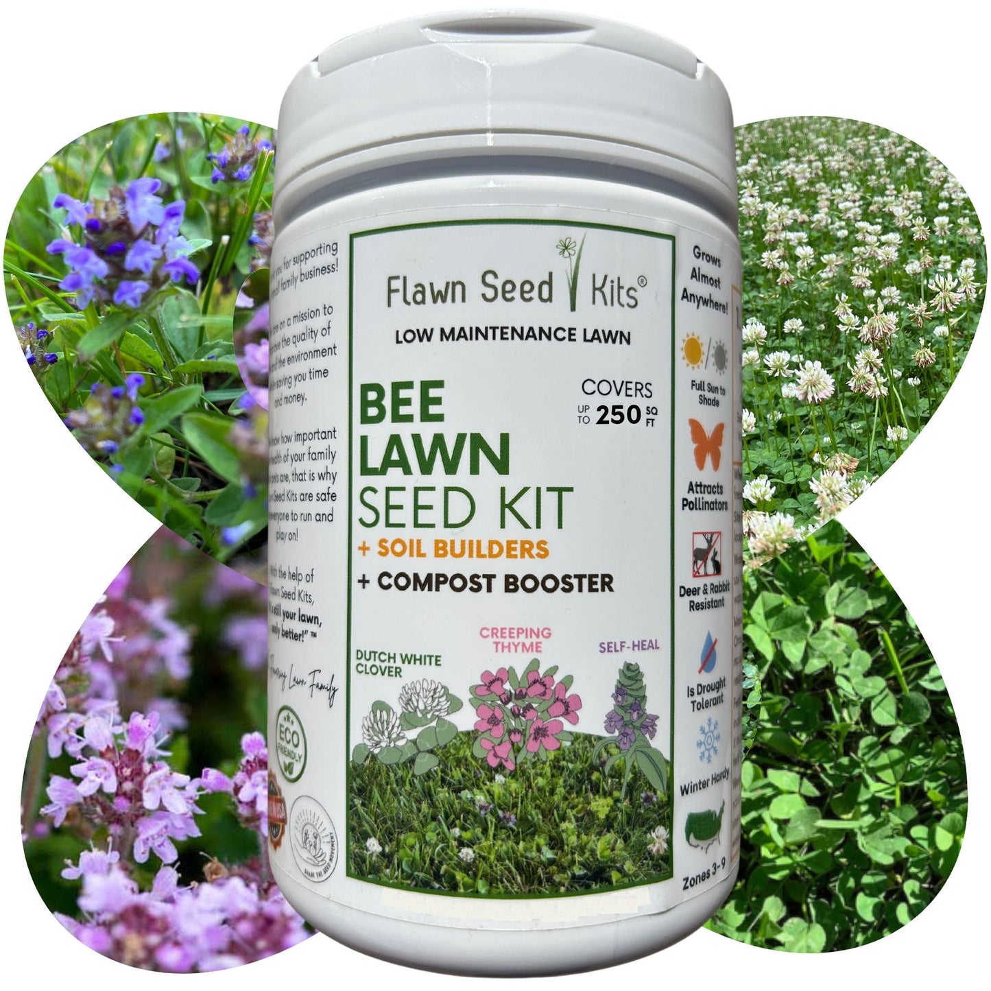 Bee Lawn Seed Kit - Easy Spread Shaker