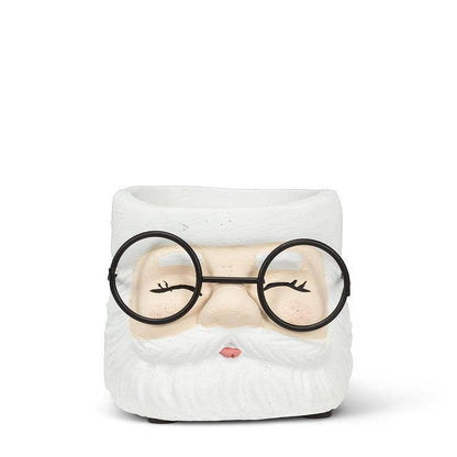 Small Santa Planter with Glasses