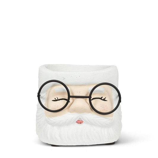 Small Santa Planter with Glasses