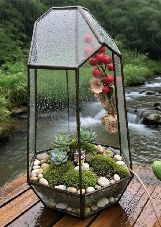 Modern Black Geometric Glass Terrarium