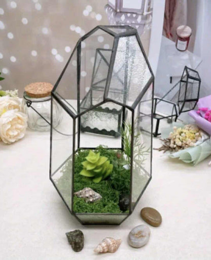 Modern Black Geometric Glass Terrarium